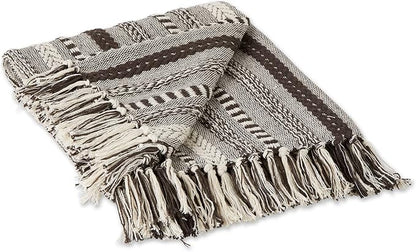 DII Braided Striped Decorative Throw Blanket, 50x60, Dark Brown