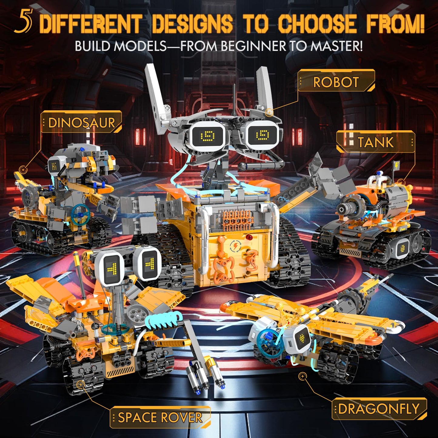 5in1 STEM Robot Building Kits for Kids 6-12, App & Remote Control STEM Dinosaur Tank Robot Building Toys for Kids, 899Pcs DIY Science Building Sets, Erector Sets for Boys Girls Birthday Xmas Gifts