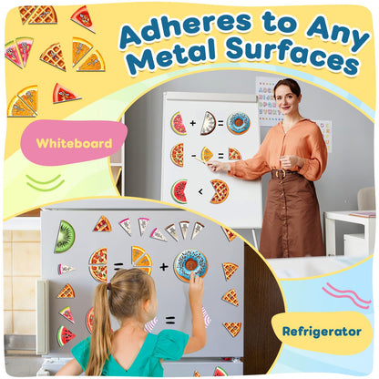 Laffunz Magnetic Fraction Tiles & Circles, Bars,Math Manipulatives, Fraction Manipulatives for 2nd, 3rd, 4th, 5th Grade Classroom Must Haves Teachers Whiteboard Teaching School Homeschool Supplies
