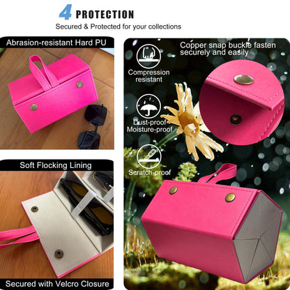 Longjet Sunglasses Organizer 5 Slots Travel Glasses Case Multiple Pairs Eyeglasses Storage Box Hanging Eyewear Holder (Peach Pink)