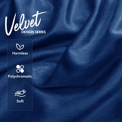 Deconovo Velvet Throw Pillow Covers, Set of 2, 22” x 22” Navy, Comfortable Square Pom-poms Soft Hidden Zipper Cover for Bedroom