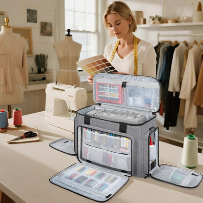 GMAK Sewing Machine Carrying Case, Sewing Machine Tote Bag with Removable Padding Pad, Universal Carrying Tote Storage Bags Stitching Case with Pockets for Most Standard Brother, Singer, Janome