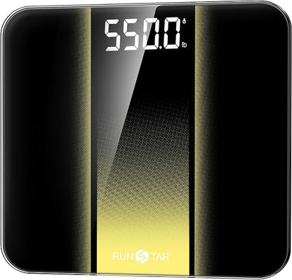 RunStar 14-Inch Scale for Body Weight 550lbs, Extra Wide Platform Digital Bathroom Scale Highly Accurate, Large LED Display, Baby/Pet Mode, 8mm Tempered Glass for Heavy People