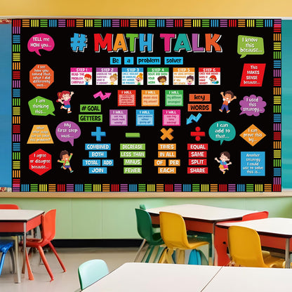 Pajean 85 Pcs Math Talk Bulletin Board Set Math Posters Classroom Decorations Educational Mathematics Paper Cutout for Elementary Middle High School Wall Chalkboard Decor Teacher Supplies(Talk)