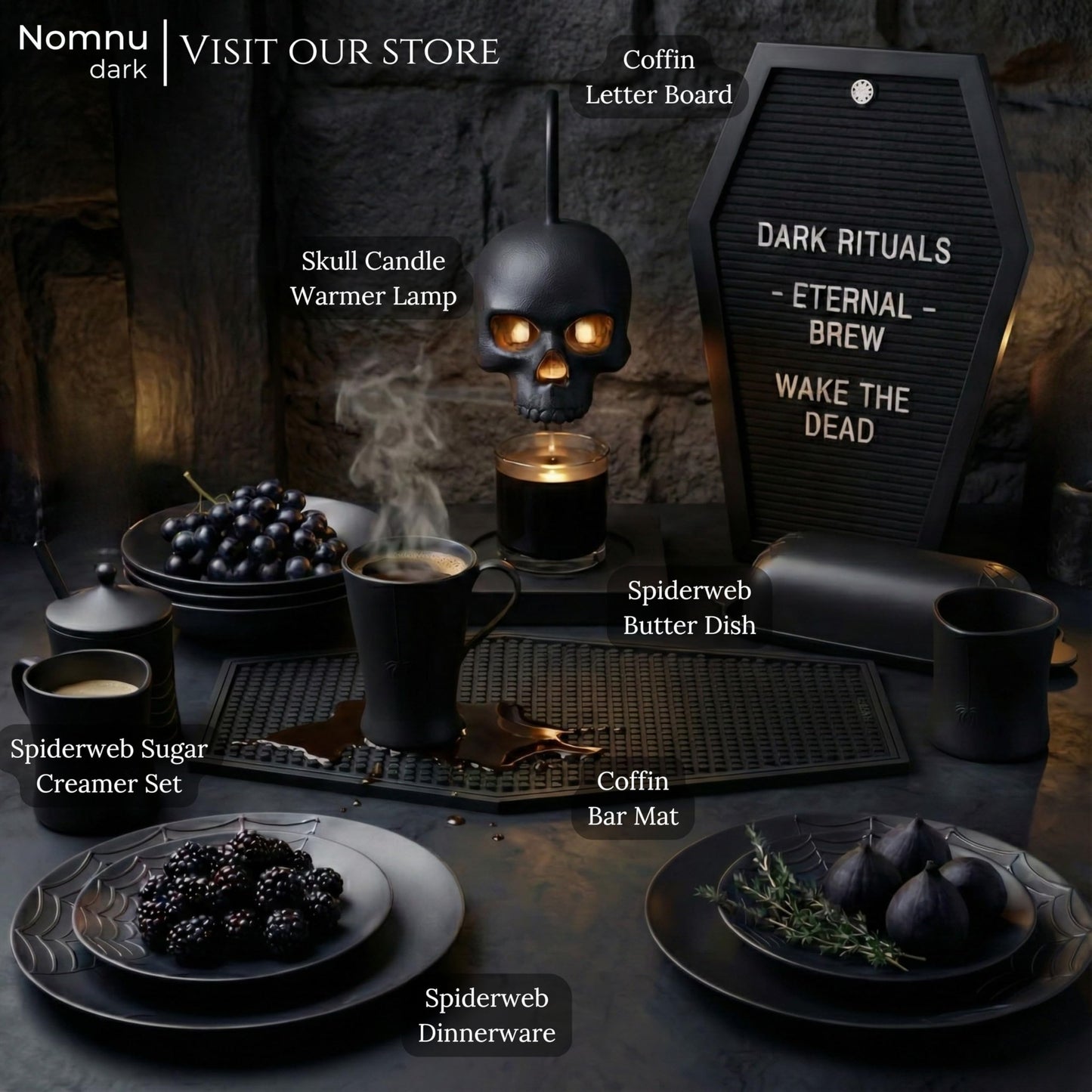 Nomnu Coffin Letter Board Black +3D Bat Stickers +650 Characters, Spooky Seasonal Emojis, Wooden Stand - 17x10.5 Inches - Coffin Shaped Goth Decor Sign Halloween Decorations Gothic Decor Birthday Home Spooky Gifts