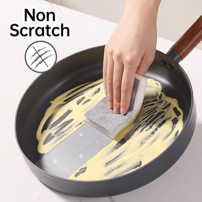 JOYMOOP Textured Clean Sponges, Dual-Sided Non-Scratch Soft Scrub Dish Sponge, Safe for Non-Stick Cookware, Kitchen and Household Cleaning, 24 Pack [Grey & White]
