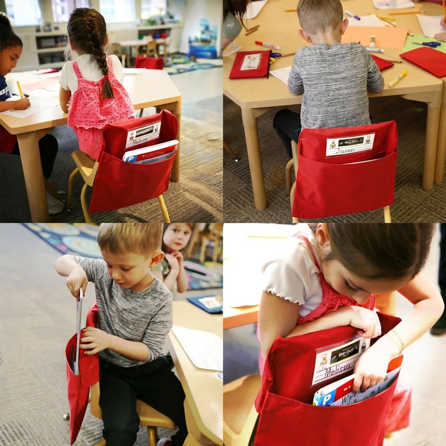 Seat Sack Small Chair Storage Pocket - 12 Inches, Red - Perfect Organizer for Classroom Chairs, Durable and Spacious Chair Pocket for Classroom Storage and Organization