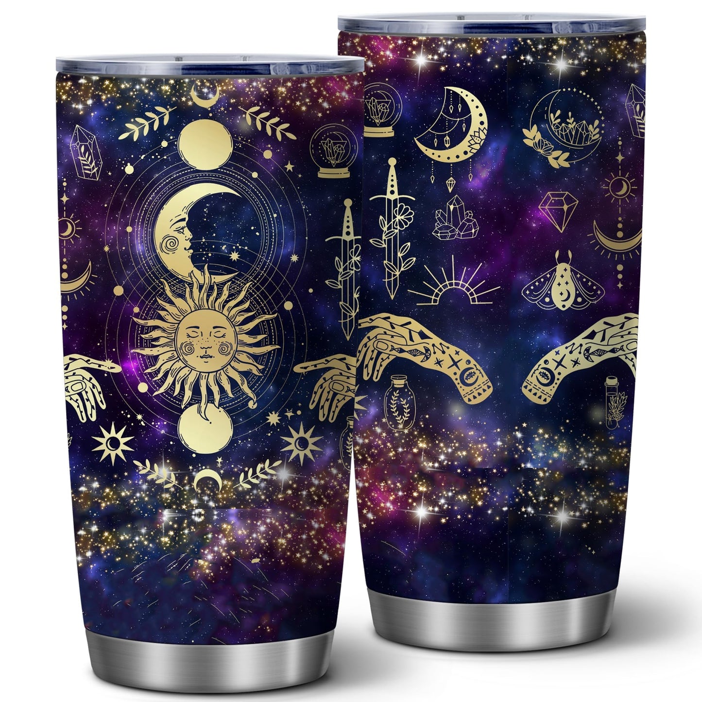 Goth Moon Tumbler,Halloween Witch Travel Mugs, Gothic Moon Phase Black Vacuum Insulated Stainless Steel 20 Oz Witchy Tumbler Cup,Halloween Spooky Gifts for Women Goth Mystery Coffee Tumblers,1 Pcs
