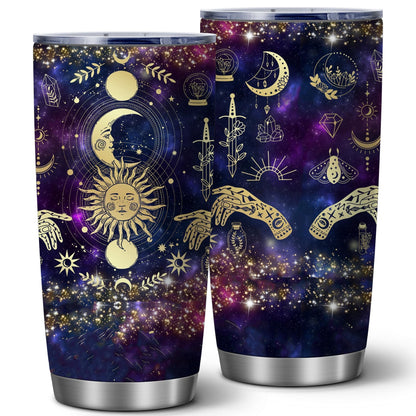 Goth Moon Tumbler,Halloween Witch Travel Mugs, Gothic Moon Phase Black Vacuum Insulated Stainless Steel 20 Oz Witchy Tumbler Cup,Halloween Spooky Gifts for Women Goth Mystery Coffee Tumblers,1 Pcs