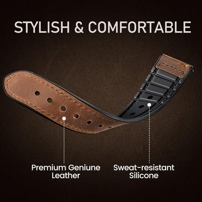 Adorve Leather Bands Compatible with Samsung Galaxy Watch 7 Band/Galaxy Watch 6 Band 40mm 44mm, Watch 6/4 Classic,5 Pro/5/4/FE/Active 2, 20mm Top Grain Leather Strap for Samsung Watch Bands Men Women