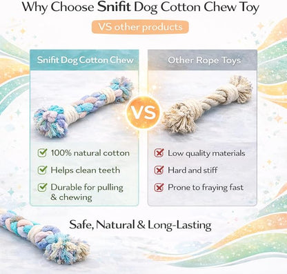 Dog Rope Toy – Eco-Friendly Durable Cotton Dog Chew Toy for Aggressive Chewers & Puppies – Interactive Molar Teeth Cleaning,(12in), Safe, Non-Toxic, Fun Play