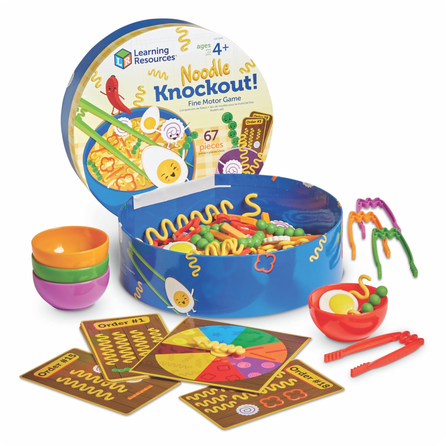 Learning Resources Noodle Knockout Fine Motor Game - Games for Kids Ages 4-8, Toddler Board Game, Educational Matching Kids Games, Preschool and Kindergarten Classroom Game, Gifts for Toddlers