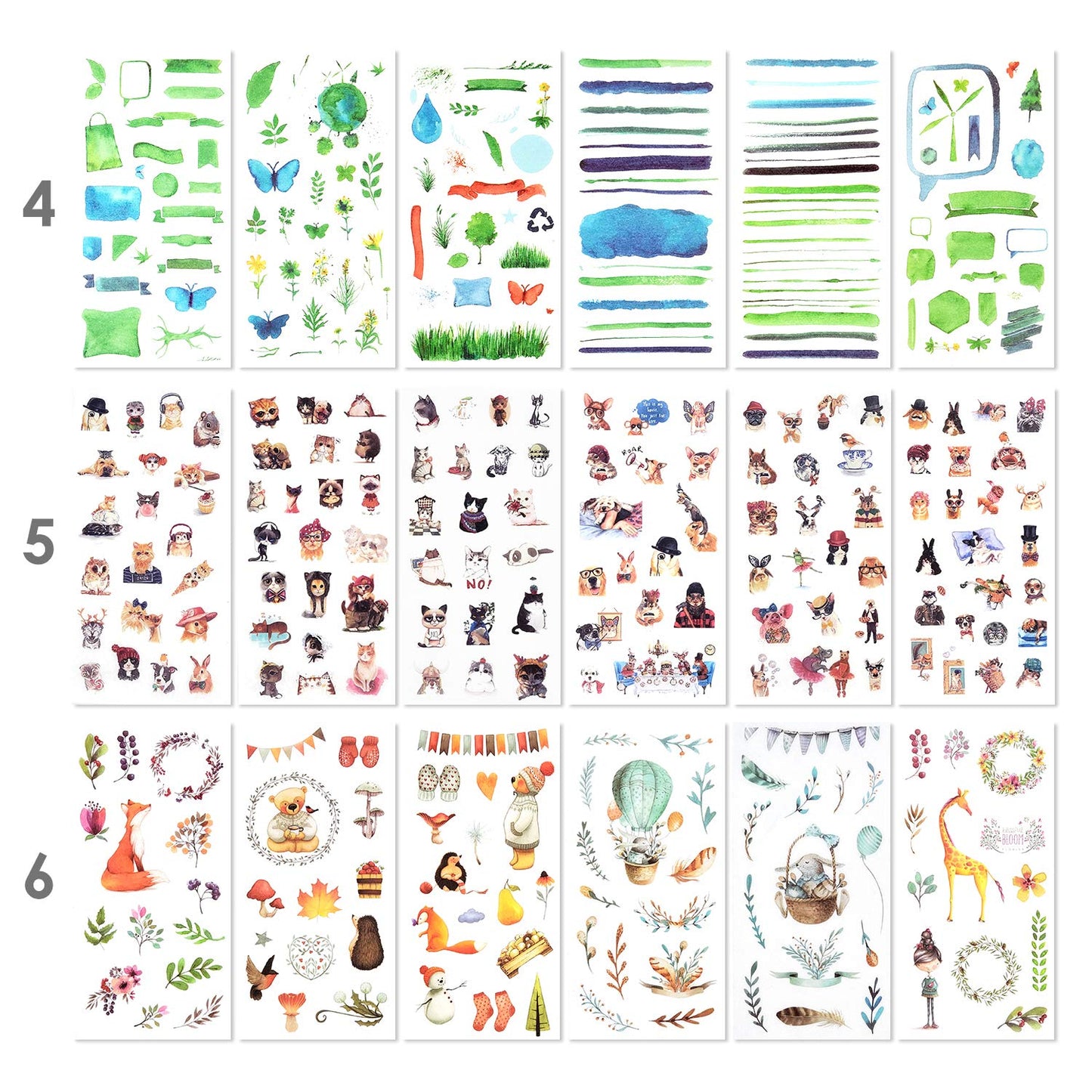 Mayplous 12 Pack Washi Sticker Set, 72 Sheets Decorative Washi for Journals, Planners, Scrapbooks, DIY Cards, Albums & Craft Projects (Innocence)