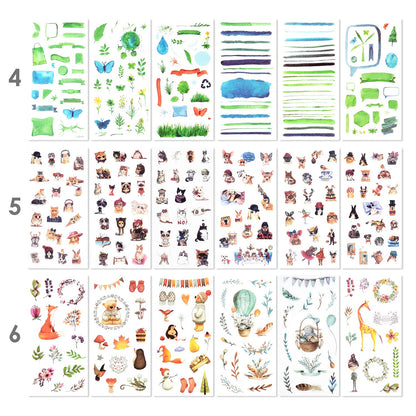 Mayplous 12 Pack Washi Sticker Set, 72 Sheets Decorative Washi for Journals, Planners, Scrapbooks, DIY Cards, Albums & Craft Projects (Innocence)
