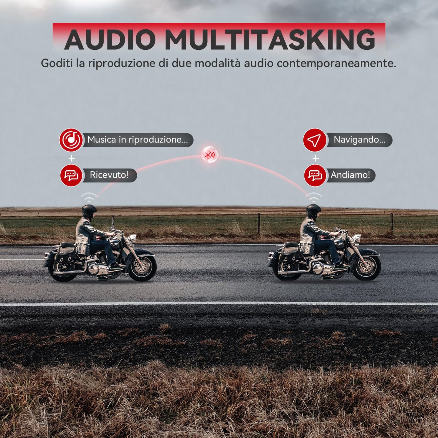 X10 10 Riders Group Mesh Motorcycle Intercom, 3000m Motorcycle Bluetooth Headset V5.3 with Audio Multitasking/Music Sharing, Helmet Communication Systems for ATV/Snowmobile/Ski, 2 Pack