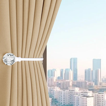 Groleca 2 x Heavy Duty U Shaped Metal Curtain Holdbacks Curtain Tiebacks with Clear Crystal Ball Pull Backs Curtain Holders for Drapes (White)