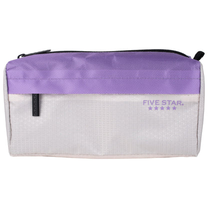 Five Star Pencil Pouch 9-Pocket Zipper Storage Organizer Case for Office Supplies Earbuds Chargers Cables Makeup, Tan/Purple (505600E)