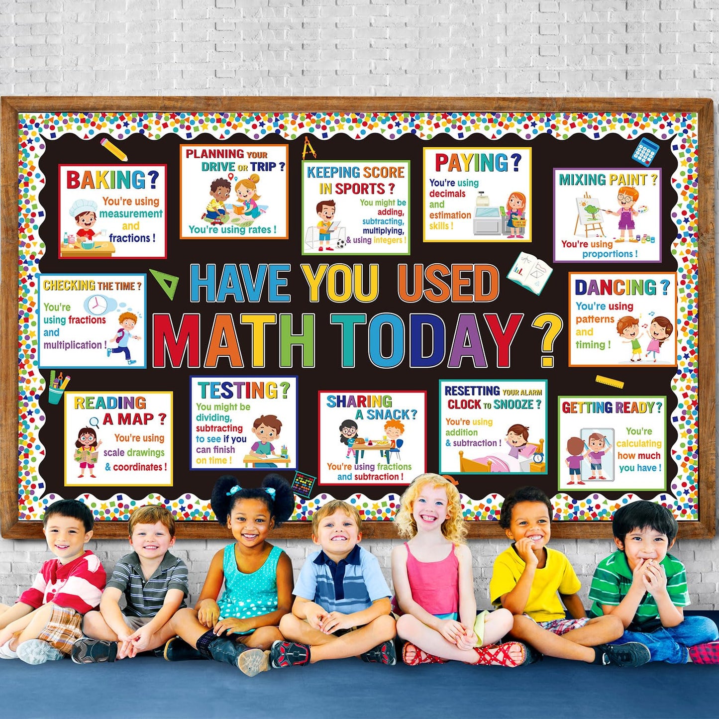 Pajean 85 Pcs Math Bulletin Board Set Math Posters Classroom Decorations for Elementary Middle High School Mathematics Education Posters Teacher Supplies (Boho)