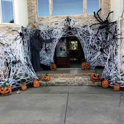 CMKTA Spider Web Halloween Decoration, 2 lb Weight Giant Elastic Spider Web Outdoor Decorations, DIY Beef Netting Spider Web Halloween Party Decor (950 Sqft)