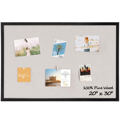 Fun Memories Cork Board Bulletin Board for Office, 20" x 30" Pine Wooden Framed Corkboard, Wall Mounted Notice Pin Board for School Home & Office, Black