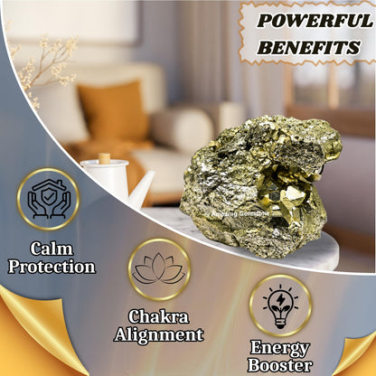 Amazing Gemstone Large Pyrite Crystal Stone Cluster Samples - Extra Large High Energy Natural Iron Pyrite Stone Pirita Piedra Original with Healing Properties (350-500 Gram)