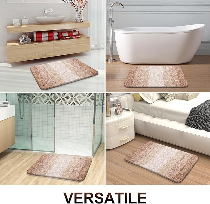 OLANLY Small Bathroom Rugs Mat 24x16, Extra Soft Absorbent Microfiber Bath Rugs, Rubber Backing, Quick Dry, Machine Washable Bath Mats for Bathroom Floor, Tub and Shower, Home Decor Accessories, Beige
