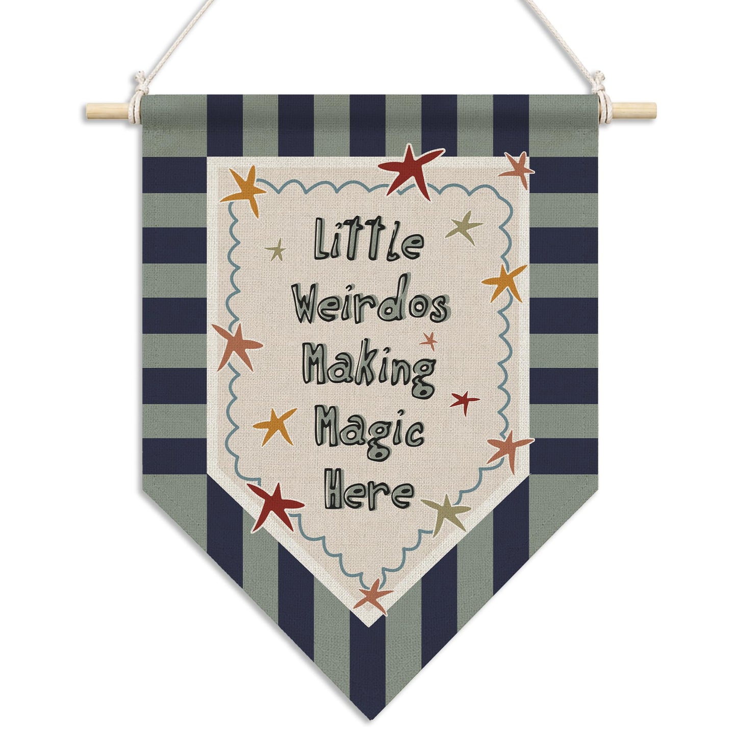 RUKUPA Playroom Wall Art Decor, Kids Room Hanging Pennant Flag, Little Weirdos Making Magic Nursery Wall Art Poster Hanger for Kids Toddler Boys Room Bedroom Playroom Decor, 11x15 Inch