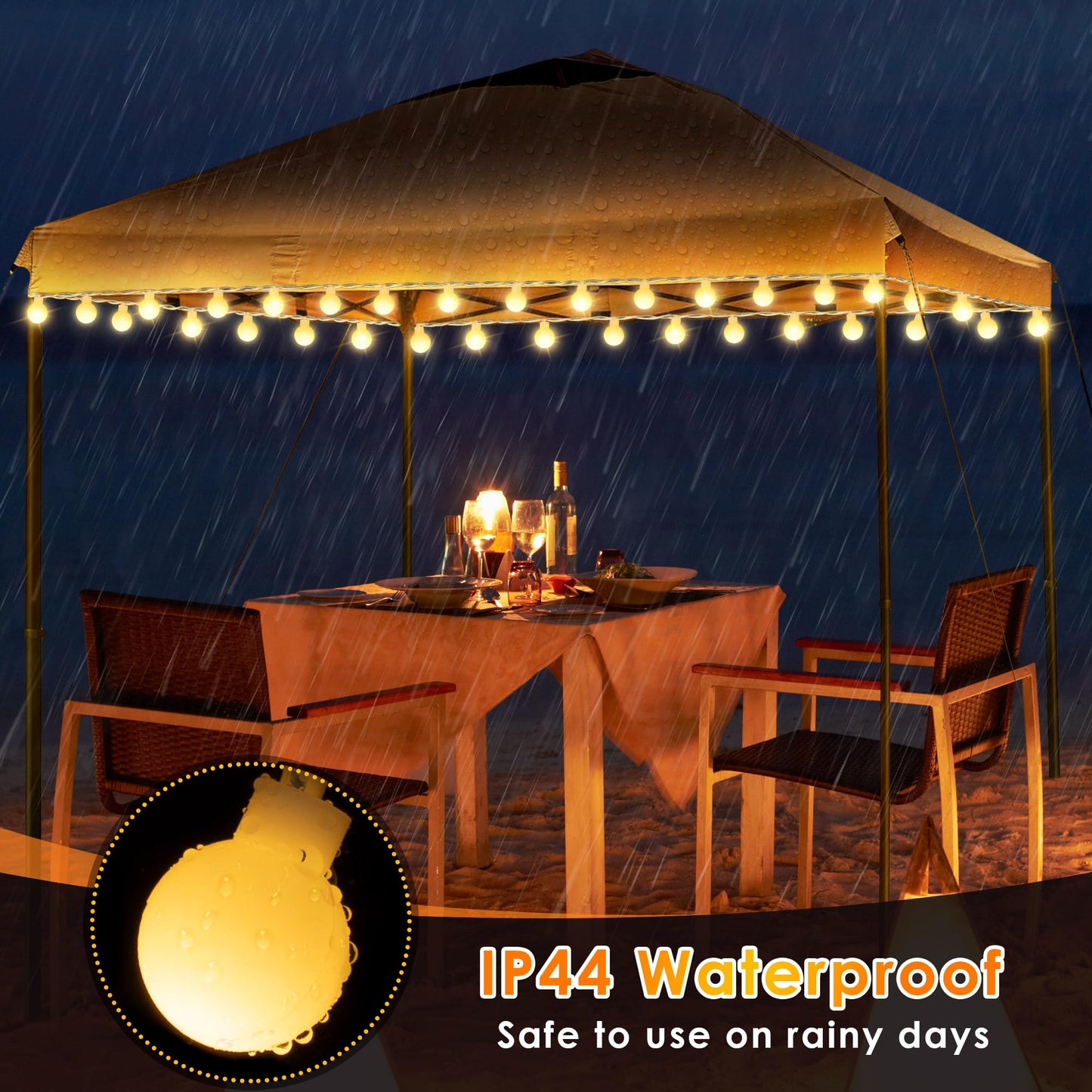 ElectricWise 1 Pack LED Canopy Lights, 40ft 80LED Battery Powered Canopy Tent Lights Outdoor with 8 Modes, Warm White Canopy String Light for 10' x 10' Pop up Canopy Tent
