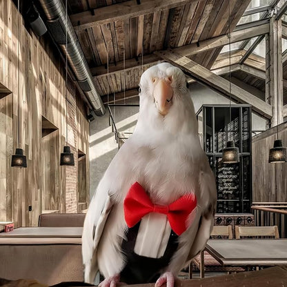 Bird Harness Leather Set Tuxedo Flight Suits with Nappy Diapers Waterproof Inner Layer Urine Wet for Parrot Cockatiel Conure Parakeet Macaw Budgie (XS)