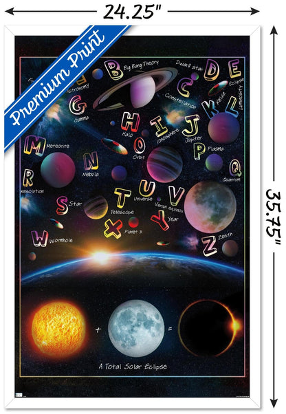 Trends International Ali Chris - The Solar System: Total Eclipse Letters Wall Poster, 34L x 22.4W, White Framed Version