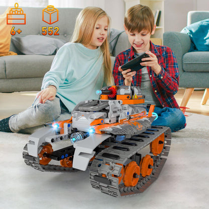 5in1 STEM Building Toys for Kids 6-14, Remote & APP Controlled Mech Robots/Heavy Tanks/Tracked Racer STEM Building Kit for Kid Science Learning, 552 Pcs DIY Erector Sets Gifts for Boys & Girls