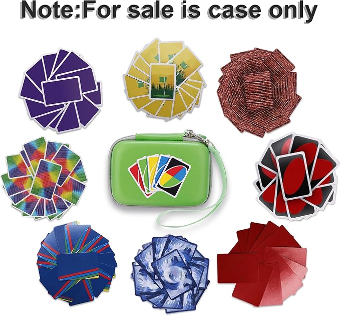 Leayjeen Cards Case Compatible with Skip BO/UNO/Pokemon/Phase 10 Card Game,Fits Up to 108 Cards,Carrying Storage Bag for Travel-Green(Case Only)