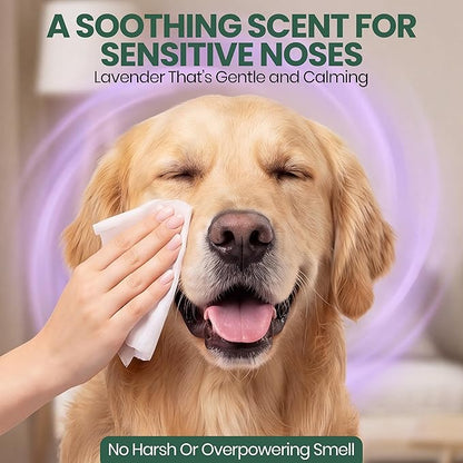 Bark & Clean Bamboo Dog Wipes for Cleaning & Deodorizing - 8.5" x 9" 110 Compostable Hypoallergenic Pet Wipes for Dogs - Paws, Butt & Body - Puppy Face, Ear & Eye Cloths - Pet Supplies