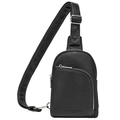 INICAT RFID Blocking Sling Bag, Anti Theft Crossbody Bag for Women Compact Travel Purses Vegan Leather (Black)