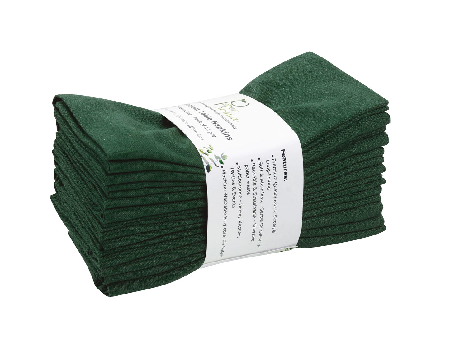 Peperhomia 18x18 Cloth Napkins 12 Pack Cotton Dinner Napkins Soft,Washable & Eco-Friendly Table Napkins Everyday Use,Restaurants & Events Durable Plain Table Decor 46 x 46 cm Forest Green