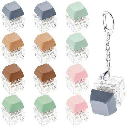 12 PCS Morandi Keyboard Fidget Toy for Kis Adult, Fidget Keychain Keyboard Decompression Button Finger Clicker Toys, Button Stress Relief Fidget Gifts Birthday Party Favors Goodie Bag Fillers