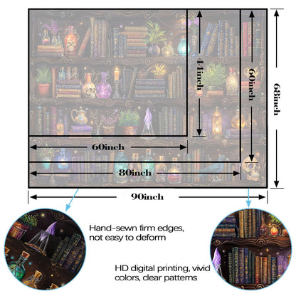 Spenlife Witch Bookshelf Tapestry Wall Decorative Tapestry Bookshelf Tapestries Wall Hanging for Bedroom Living Room Decor C 44"x60"