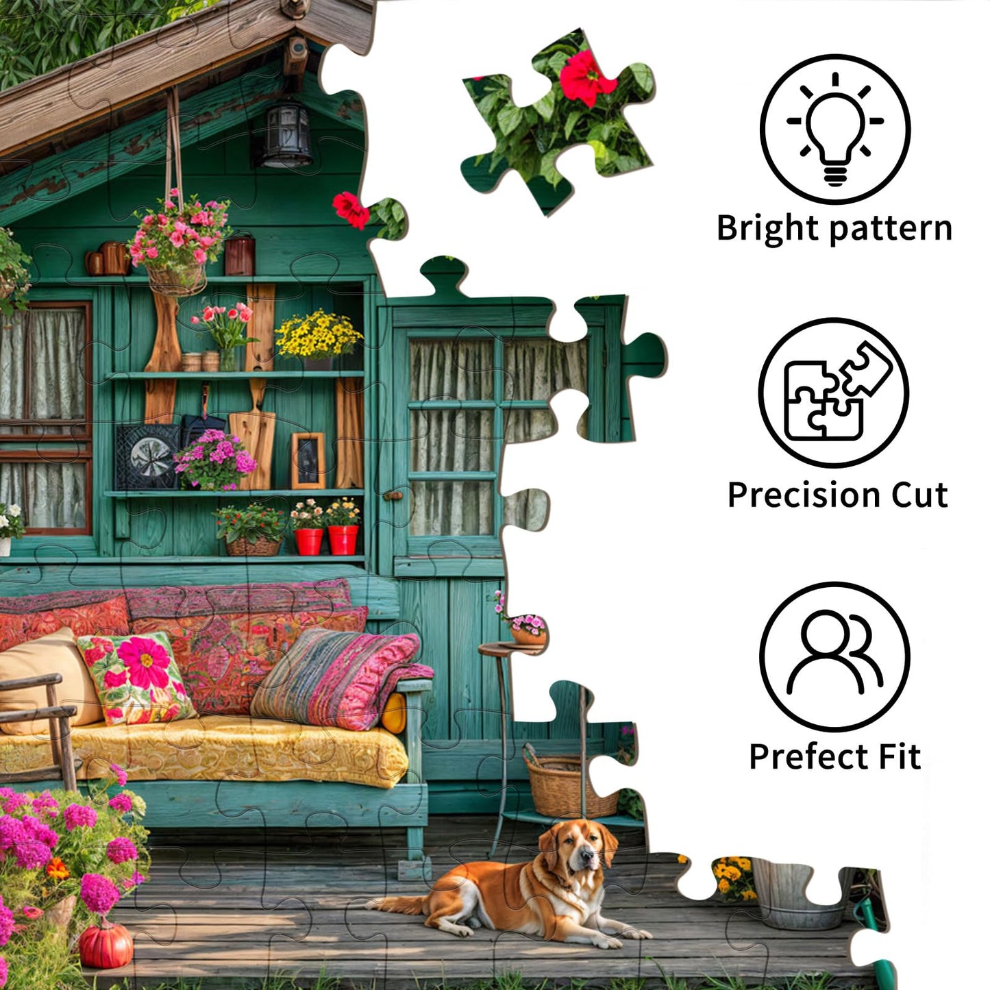 TangMosaic 1000 Piece Puzzle for Adults, Flower House Jigsaw Puzzle, Family Puzzles Game, Interlock Perfectly No Dust, Home Decoration Puzzle, Gifts for Parents Mother's Father's Day