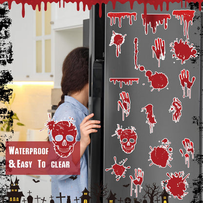 Chapou 28 Pcs Halloween Garage Door Stickers Magnets Halloween Refrigerator Door Decals Bloody Garage Magnets Decor Home Decor Magnetic Stickers for Car DIY Holiday