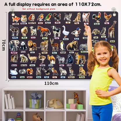 PENGFULL Felt Animals Learning Pieces,50 Wild and Farm Animal with Word Pieces for Felt Flannel Board, Montessori and Sensory Toys for 3-8 Toddlers for Kindergarten,Preschool,Toddlers