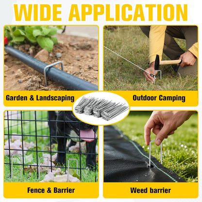 560 Pack 6 Inch Landscape Staples, Heavy Duty Anti-Rust Garden Stakes, 11 Gauge Galvanized SOD Landscaping Fabric Pins Garden Staples for Weed Barrier Fabric, Irrigation Tubing, Lawn and Fence