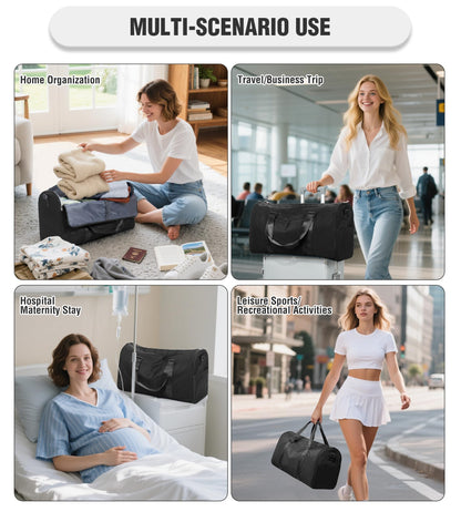 Convertible Garment Duffle Bags for Travel, Carry On Garment Bag for Women Men 2 in 1 Hanging Suit Bag, Large Weekender Bags for Business Trip Wedding Hanging Clothes Black