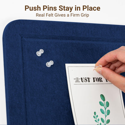 AKTOP Bulletin Board, 24" x 16" Foldable Felt Notice Pin Board for Wall, Decorative CorkBoard Photo Display Board with Self-Adhesive Tape, Vision Board Cork Board Alternative with 25 Pushpins - Blue