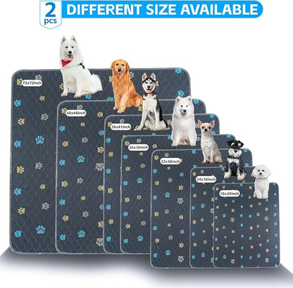 Aitmexcn Washable Puppy Dog Pee Pad, 2PCS 100% Waterproof Whelping Training Mat for Puppy/Senior Dog, Fast Drying Reusable Puppy Pads for Indoor, Outdoor and Car Travel- 36'' x 36''