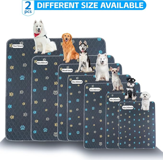 Aitmexcn Washable Puppy Dog Pee Pad, 100% Waterproof Whelping Training Mat for Puppy/Senior Dog, Fast Drying Reusable Puppy Pads for Indoor, Outdoor and Car Travel- 72'' x 72''- 1PC