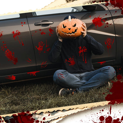 Frienda 11 Sheets Halloween Blood Car Decal Halloween Car Accessories Self-Adhesive Bloody Stickers Decor for Headlights Windows Headlamps Taillights(Palm Style,11 Sheet)
