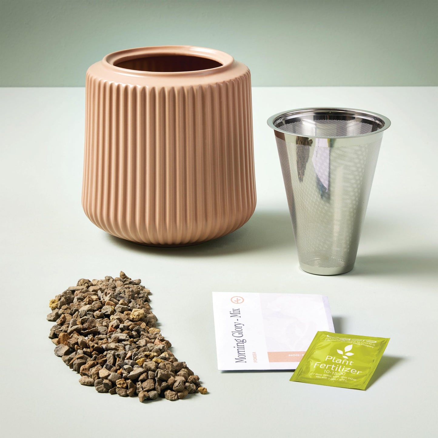 Modern Sprout Flower Grow Kit - Ceramic Planter with Indoor Hydroponics Growing System Kit Ideal for Living Room Decor - Unique Gardening Gifts - Morning Glory Self Watering Flower Planting Kit