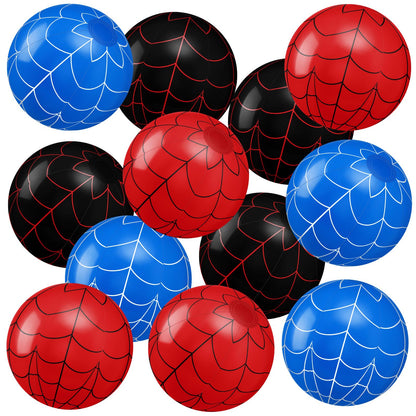 Sotiff 12 Pack 12" Large Spider Web Themed Beach Ball for Kids Birthday Bulk Inflatable Pool Balls for Boys Girls Summer Beach Swimming Pool Birthday Graduation Party Supplies Decoration