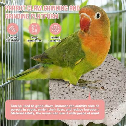 4PCS Bird Beak Grinding Stone,Bird Parrot Cage Perch Stand Platform Foot Claws Trimmer Chewing Toys,Washable Cage Furniture for Small Medium Bird,Budgies, Parakeets, Cockatiels, Conures(Pumice)