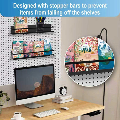 VANPET Metal Magnetic Book Shelf for Whiteboard, Metal Magnetic Bookshelf, Book Display Shelf for Teacher Kids Classroom Office (Black)